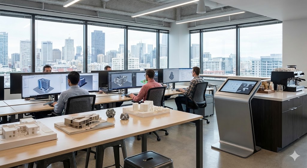 Design software industry corporate environment representing business restructuring (AI Generated Illustration)