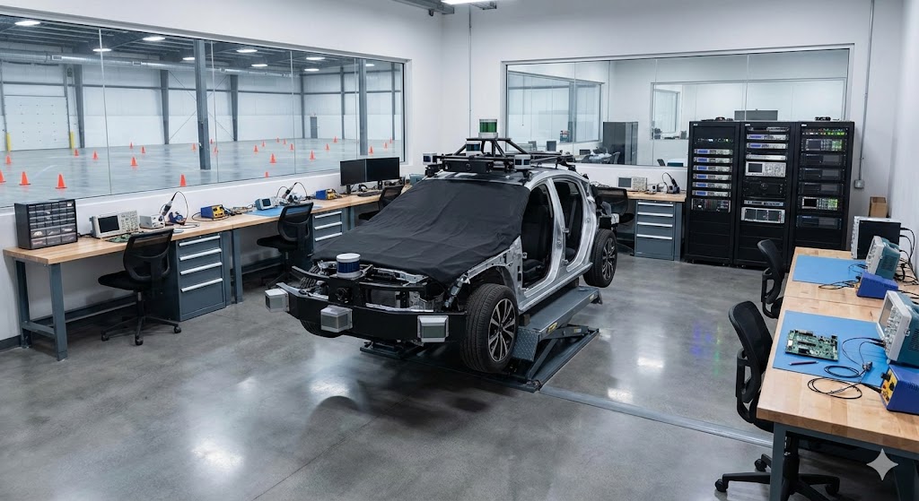 Autonomous driving industry corporate environment representing business restructuring (AI Generated Illustration)