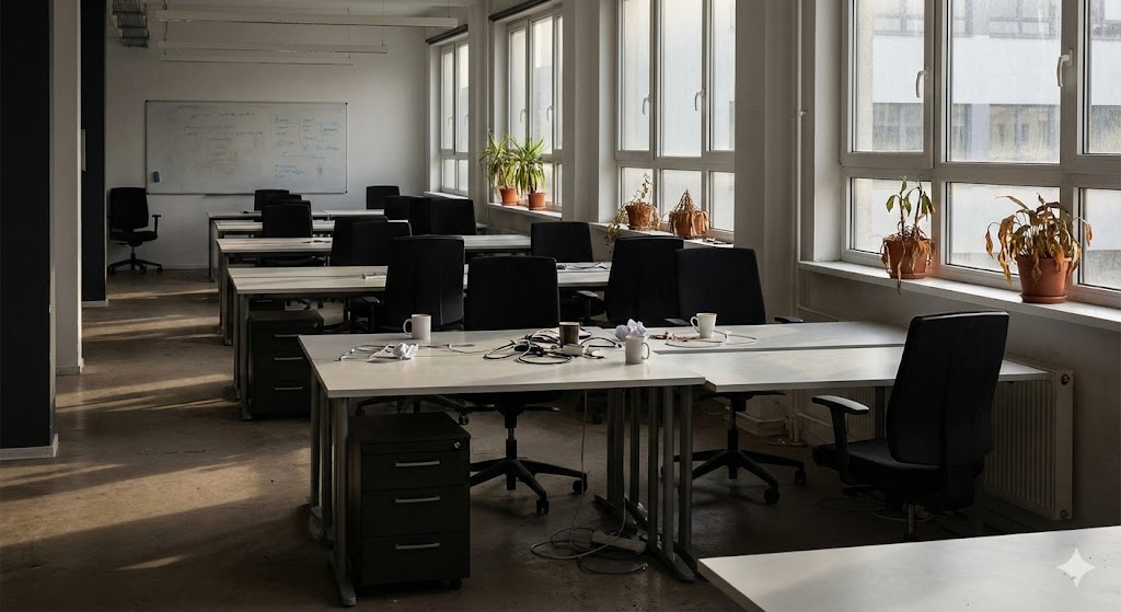 Social media industry corporate environment representing business restructuring (AI Generated Illustration)