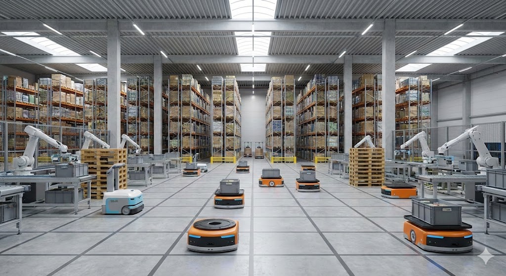 Warehouse automation industry corporate environment representing business restructuring (AI Generated Illustration)