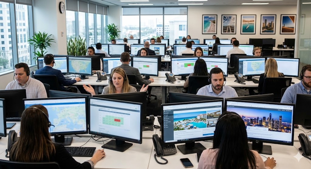 Hospitality industry corporate environment representing business restructuring (AI Generated Illustration)